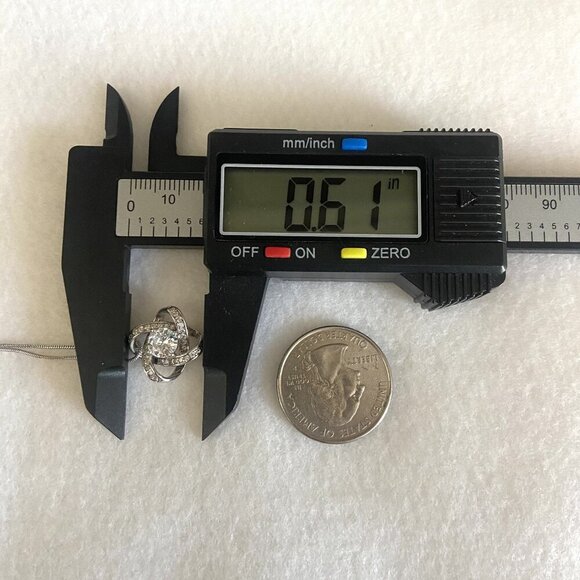 Sterling Silver 925 18K White Gold Love Knot CZ Pendant Necklace 22" Chain - Picture 14 of 16